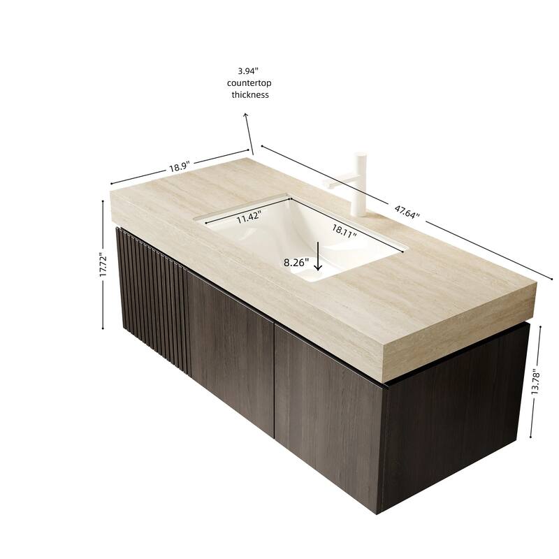 Mondern Floating Bathroom Vanity with 1 Pre-drilled Faucet Holes
