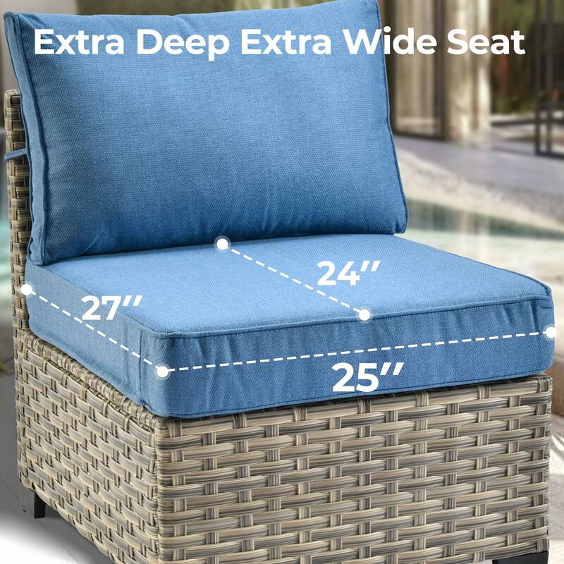 HOOOWOOO 9-piece Wicker Patio Furniture Swivel Rocking Chair Set with Fire Pit