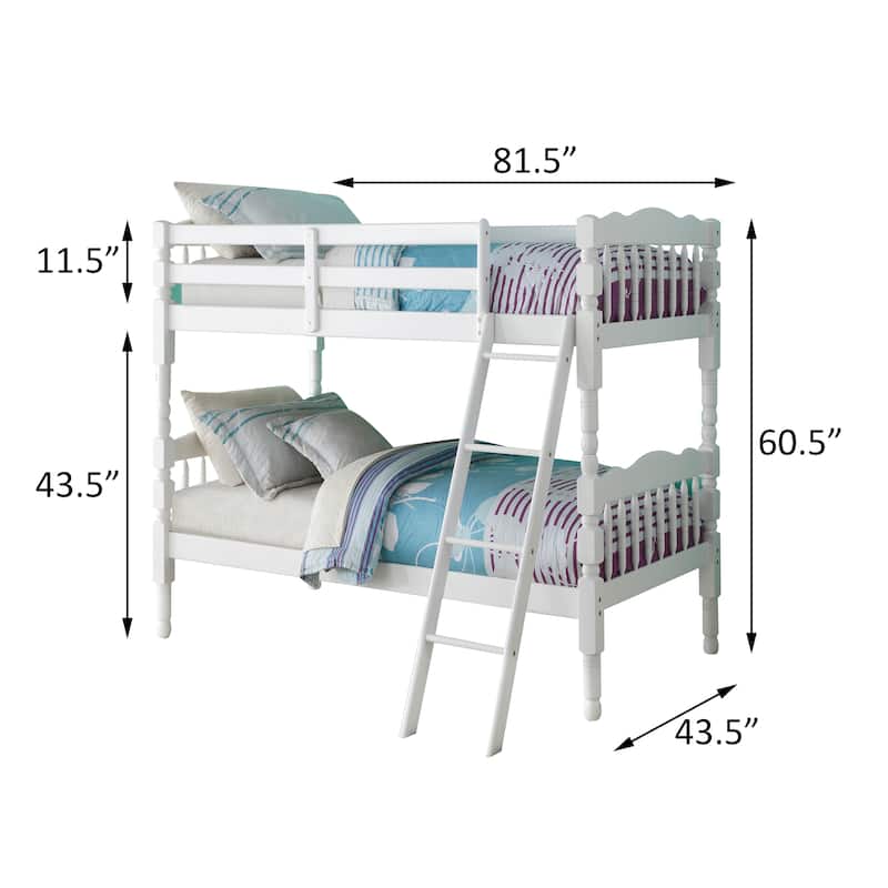Twin-over-Twin Wood Bunk Bed with Slat Support System and Convertible Design