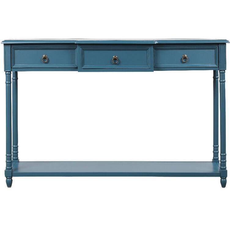 Nestfair Solid Wood Console Table with 3 Drawers and Shelf
