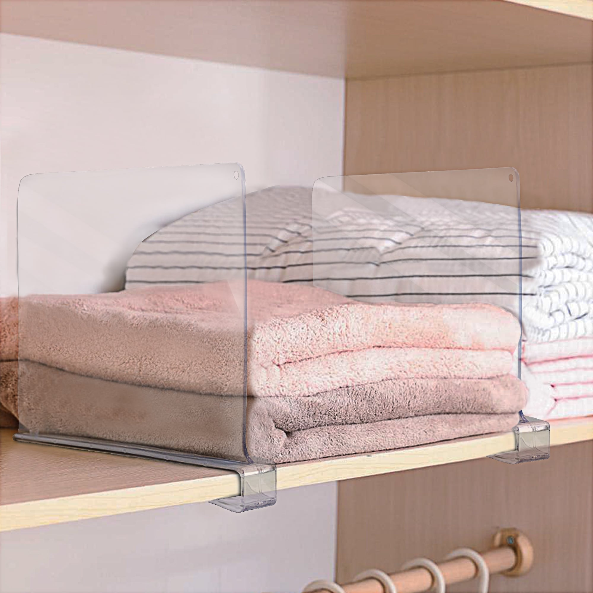A & R 8 Pack Acrylic Shelf Dividers for Closet - Clear Shelf Organizer for  Clothes - Adjustable Storage Separators in Bedroom and Office - Suitable