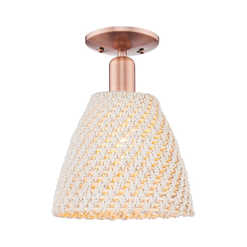 Innovations Lighting 716-1C-11-9 Natural Ballston Dome Semi-Flush - Antique Copper / Natural