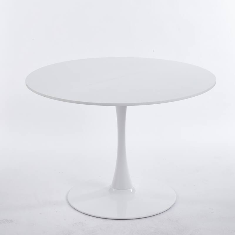 Modern Round Dining Table for 4-6 People, Tulip Table with MDF Top & Metal Pedestal Base for Dining Room, Kitchen, Living Room