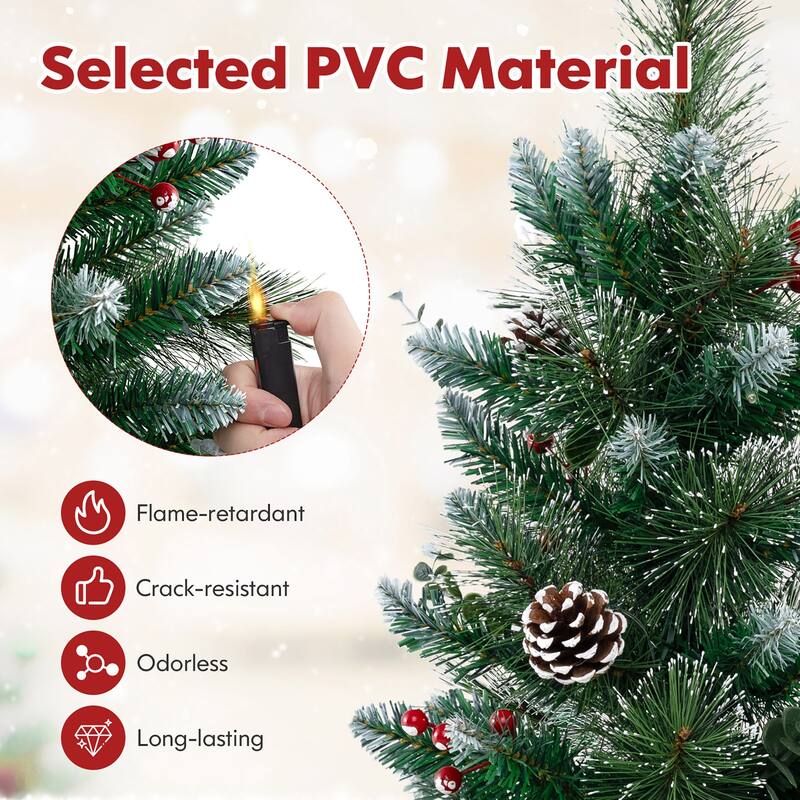 Gymax 3 FT Artificial Xmas Tree w/ 81 Branch Tips Eucalyptus Leaves