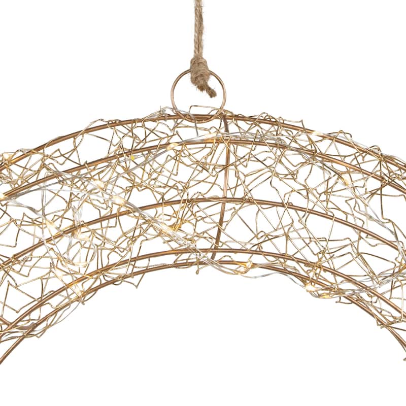 18" LED Lighted Gold Wire Wreath Outdoor Christmas Decoration