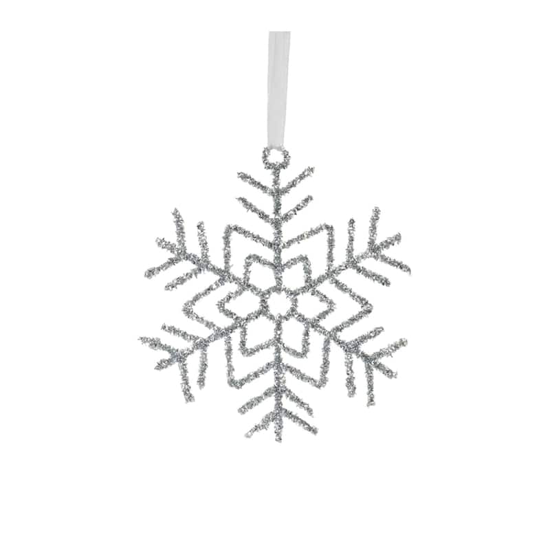 Tinsel Snowflake Christmas Ornaments - 16.25" - 12ct