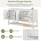 preview thumbnail 5 of 18, Antique White Sideboard Storage Cabinet with Mirrored Doors & Open Storage Shelf, Console Table Display Case for Living Room