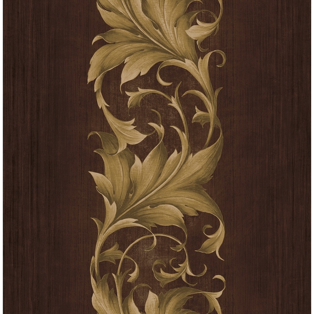 Seabrook Designs Brigid Acanthus Stripe Unpasted Wallpaper