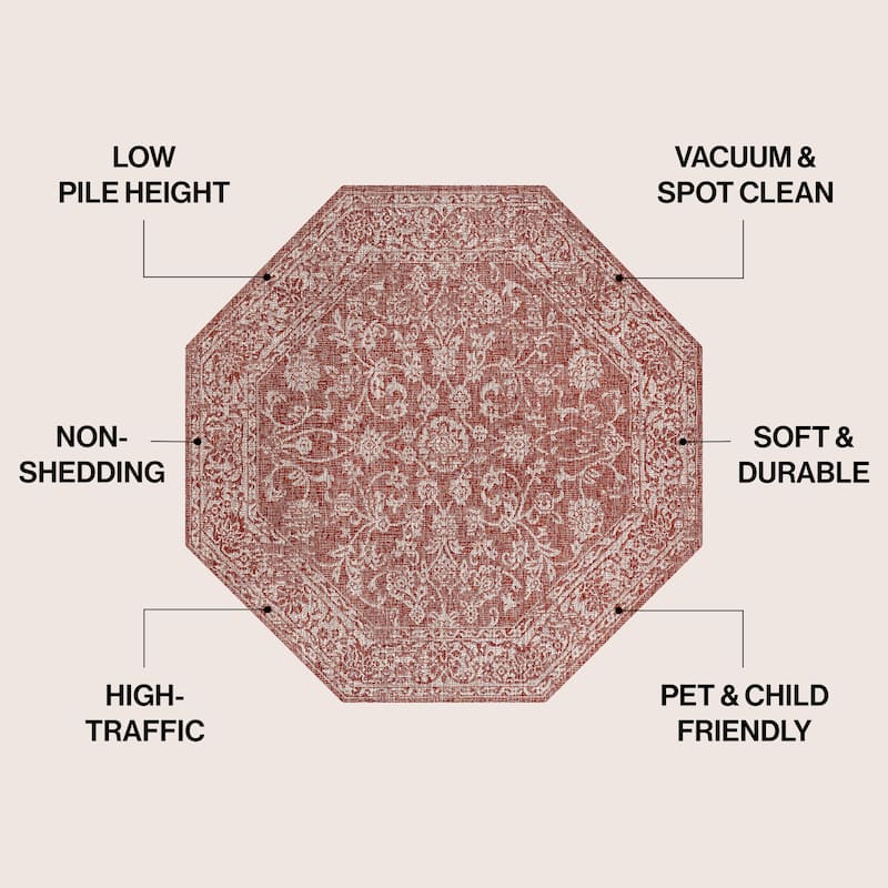 JONATHAN Y Sinjuri Bohemian Textured Weave Floral Indoor/Outdoor Area Rug