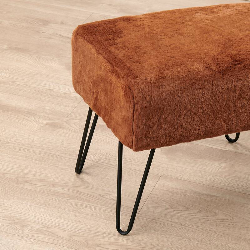 Serenta Solid Color Fauxfur Ottoman