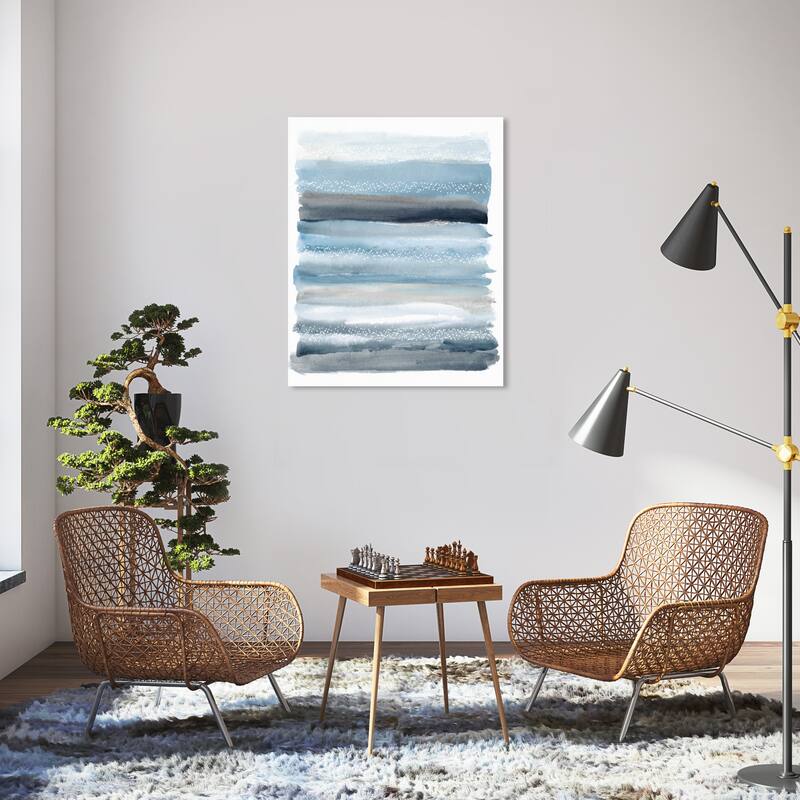 Wynwood Studio Abstract Muted Blue Sunset Blue and Modern & Contemporary Wall Art Canvas Print - 36 x 30