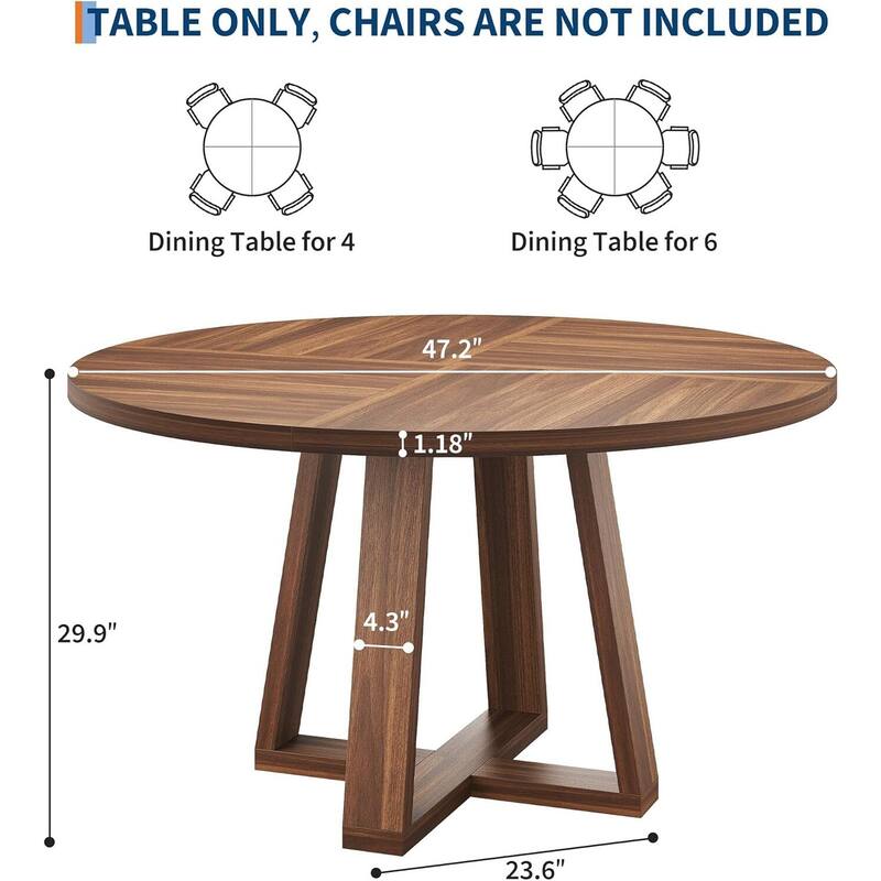 47 Inch Kitchen Round Dining Table for 4-6 for Kitchen, Apartment (Table Only)