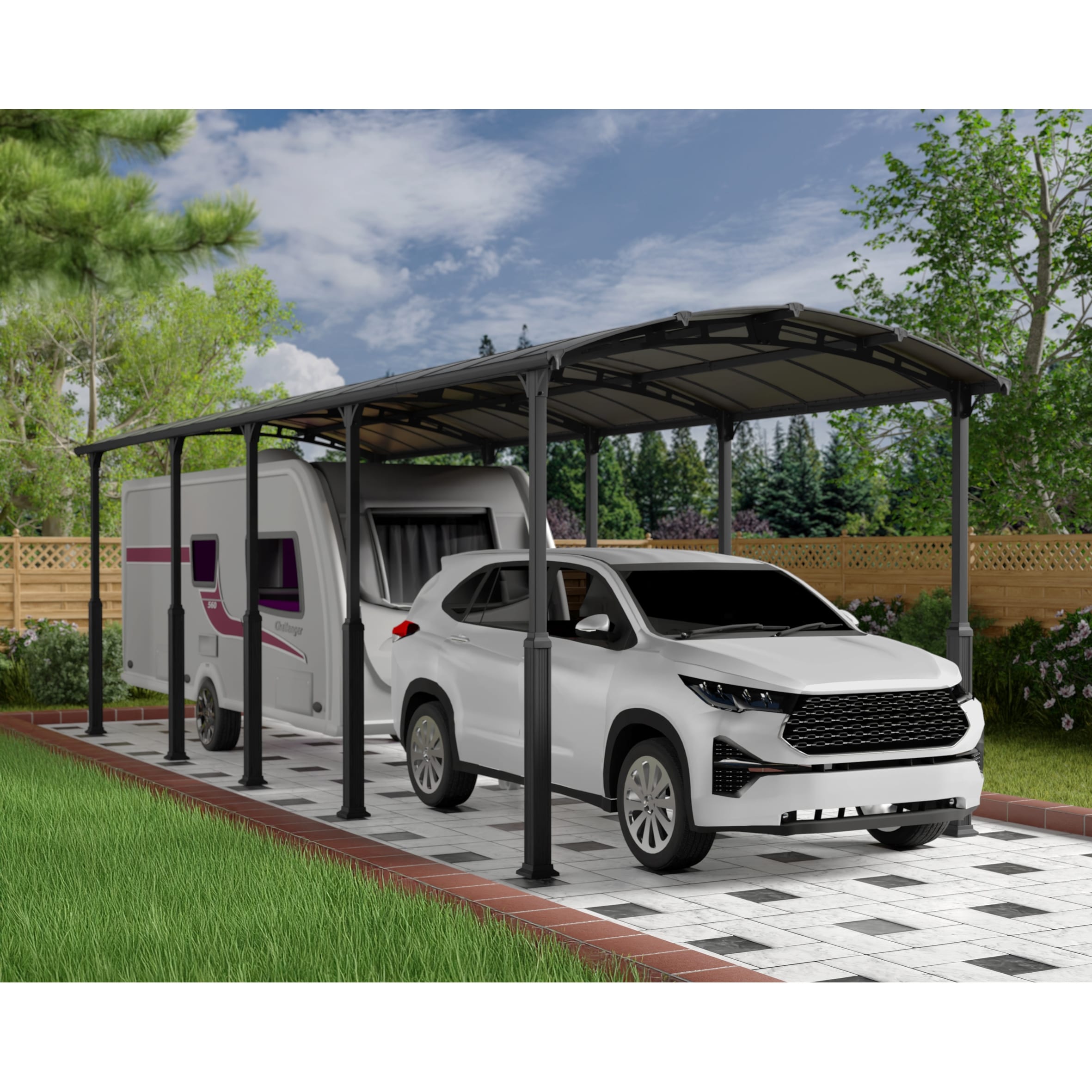 Alpine 12 ft. Gray RV Carport and Boat Shelter