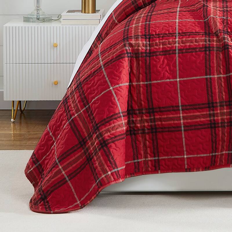 Vilano Plaid 6 piece Quilt Bedding Set