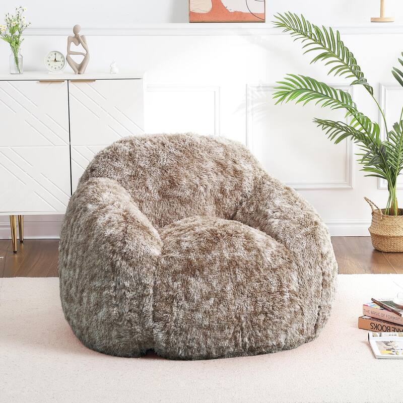 Bean Bag Chair, Plush Armrest Beanbag Sofa, Cozy Lounge Seat - Brown