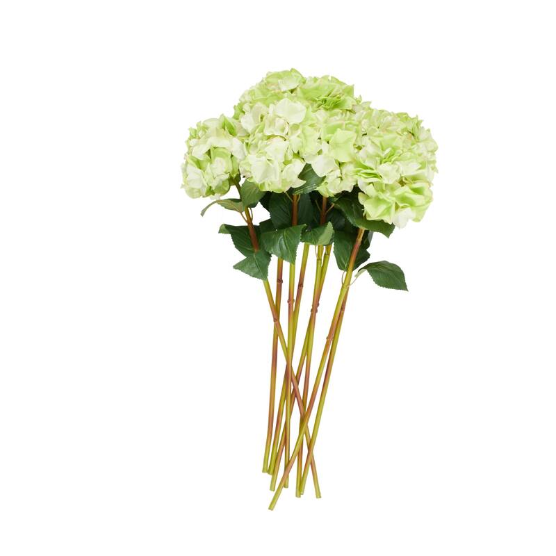 Green Faux Foliage Tall Hydrangea Artificial Flower Stem (Set of 8)