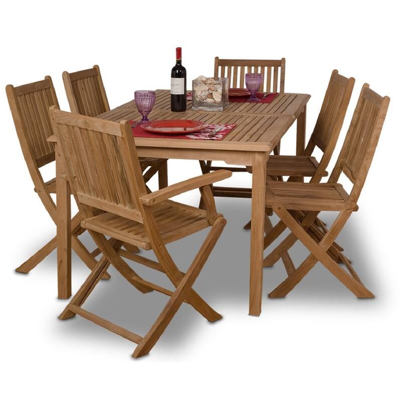 Rotterdam 7-Piece Outdoor Dining Set Teak Rectangular Patio Furniture
