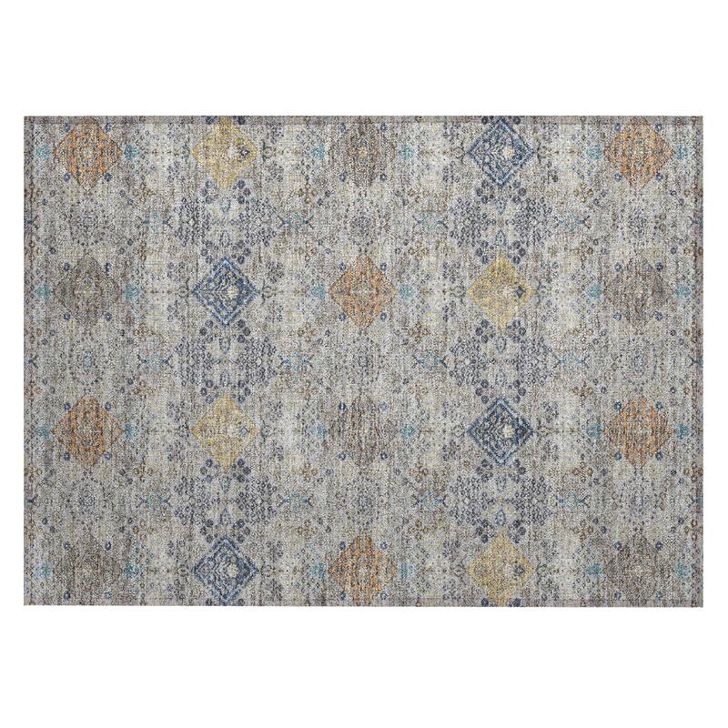 Machine Washable Indoor/ Outdoor Boho Panel Chantille Rug