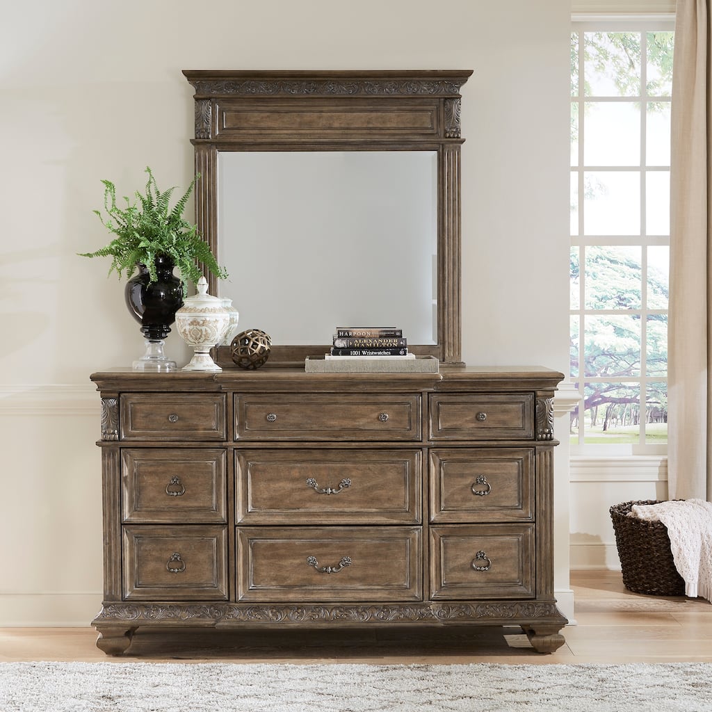 Liberty Furniture Carlisle Court Chestnut Finish Bedroom Dresser and Mirror