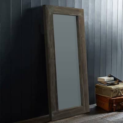 Retro Distressed Hollow Wood Full-length Floor Mirror