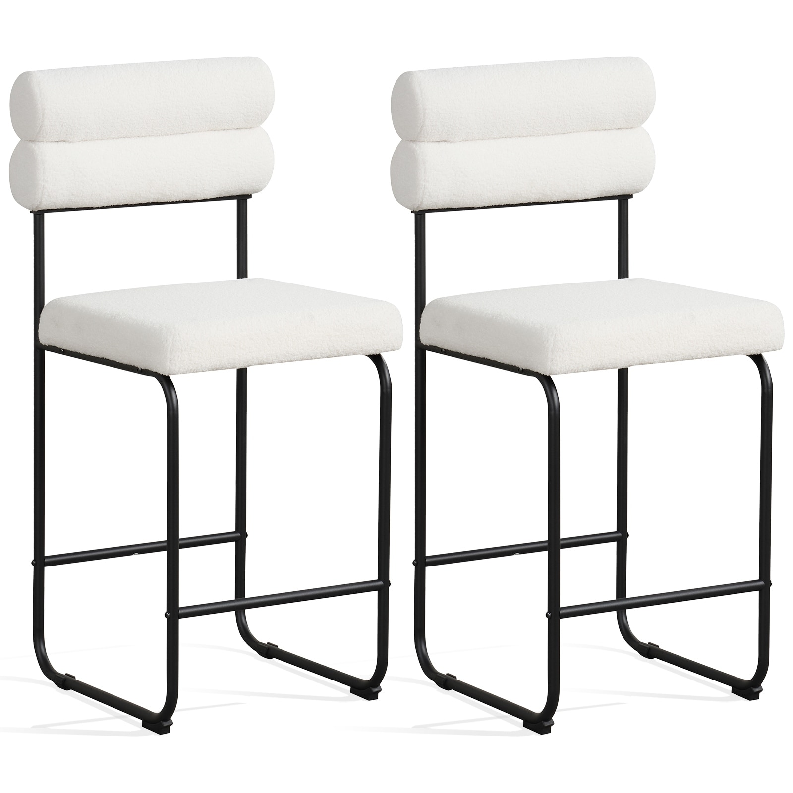 Gymax Set of 2 Counter Height Bar Stools 26'' Counter Stools w/ Metal