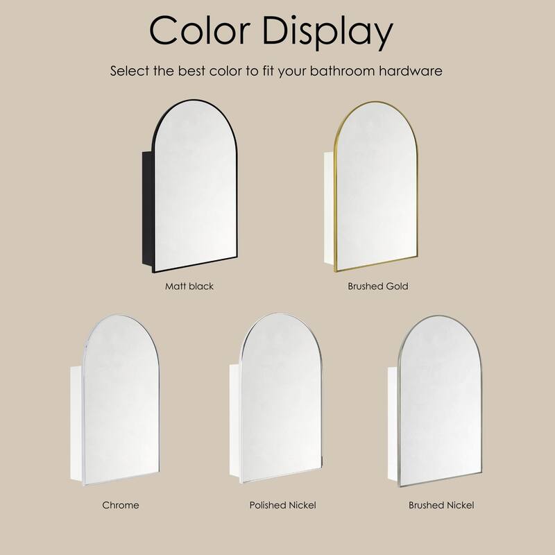 TEHOME Arched Bathroom Medicine Cabinet with Mirror Recessed and Surface Mount Medicine Cabinet Mirror