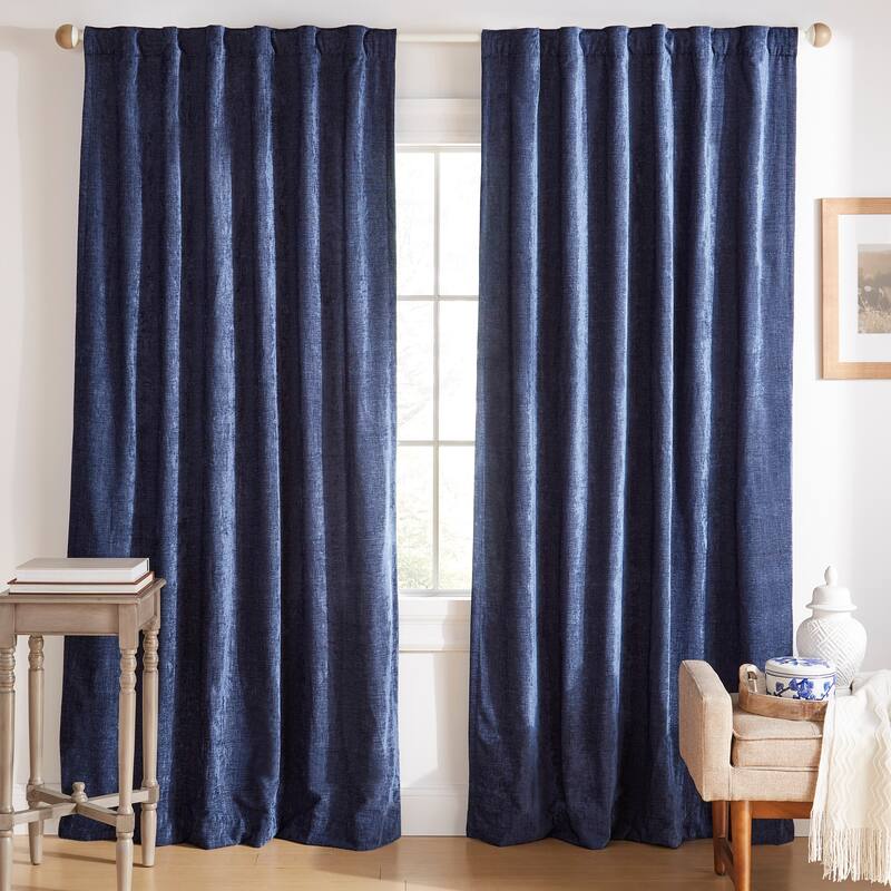 Lauren Ralph Lauren Jenkins Back Tab/Rod Pocket Light Filtering Curtain Panel - 50x84 - Indigo