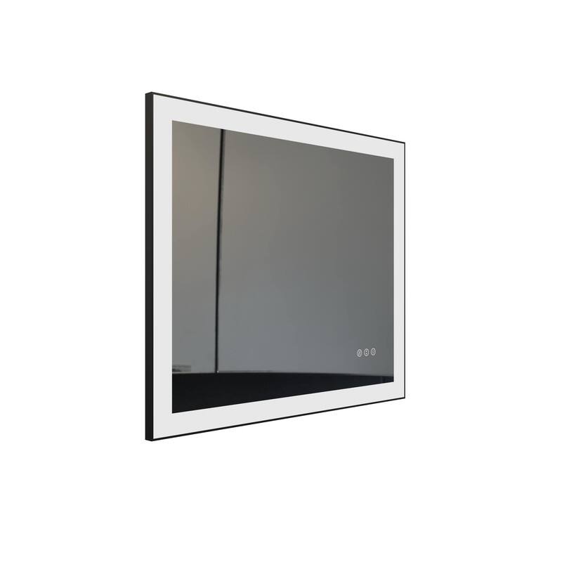 LED Black Aluminum Framed Bathroom Mirror Vanity Mirror for wall, dimmable - 20x28