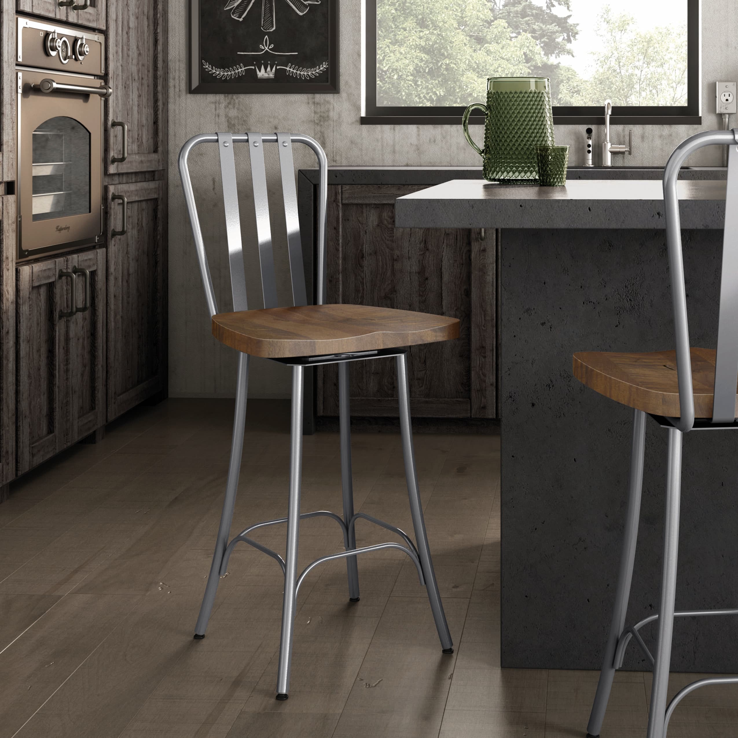 Amisco Bond Swivel Counter Stool With Distressed Wood Seat Overstock 20009775