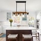 preview thumbnail 39 of 67, Farmhouse Linear Chandelier Rustic Wood Kitchen Island Lighting Dining Room Pendant Light Fixture with Seeded Glass Shade