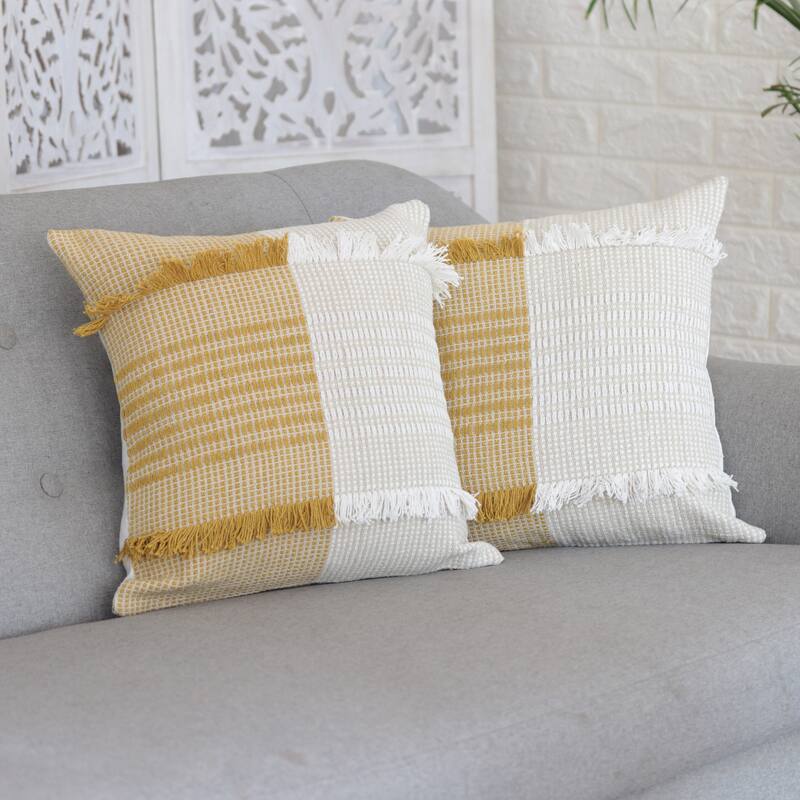 Novica Handmade Delhi Sophistication Honey Cotton Cushion Covers (Pair)