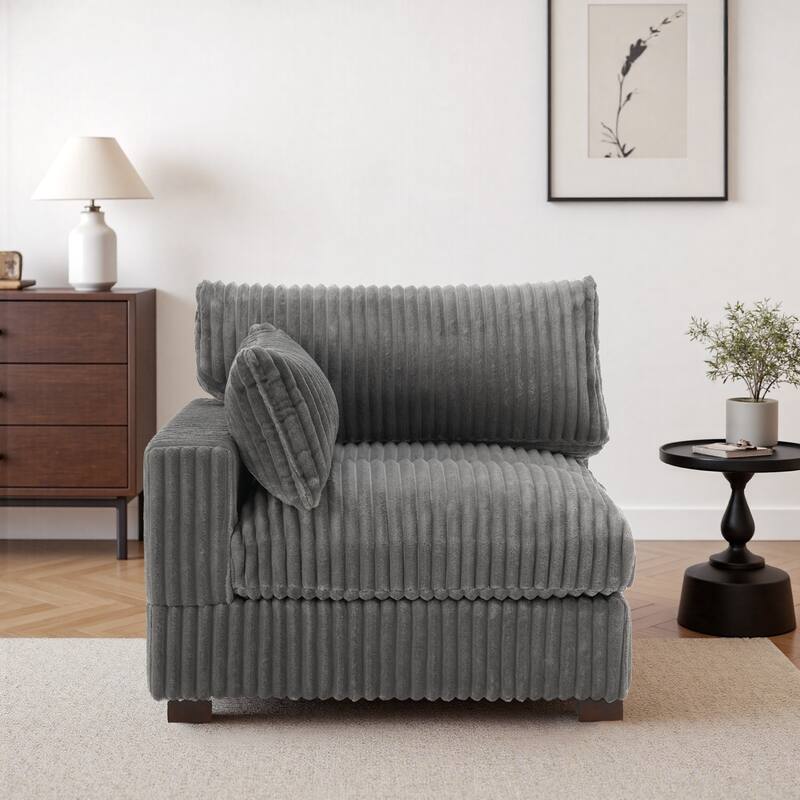 Cotton Flannel corner Sofa Armless Modular Sectional Sofa Seamless Combination - Light Grey-RightCorner - Left Facing