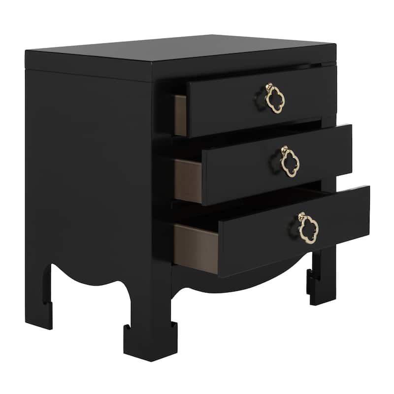 SAFAVIEH Jana Black 3-Drawer Nightstand