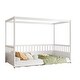 preview thumbnail 2 of 28, Wooden Canopy Bed Frame with Guardrails, Four-Poster Design, and Montessori-Inspired Floor Bed for Kids .