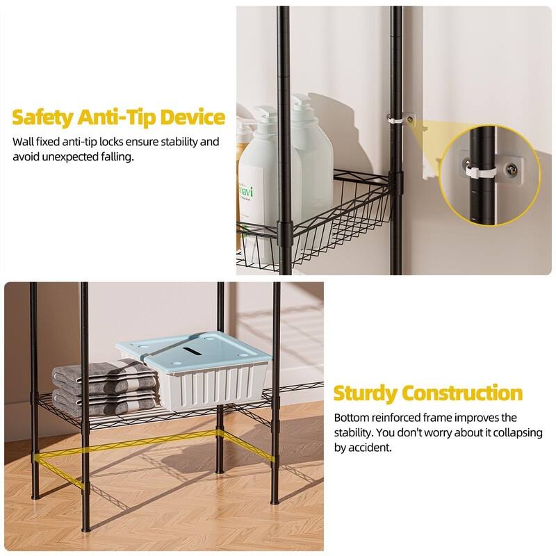Over Washer and Dryer Shelves - 17.32"D x 57.68"W x 77"H