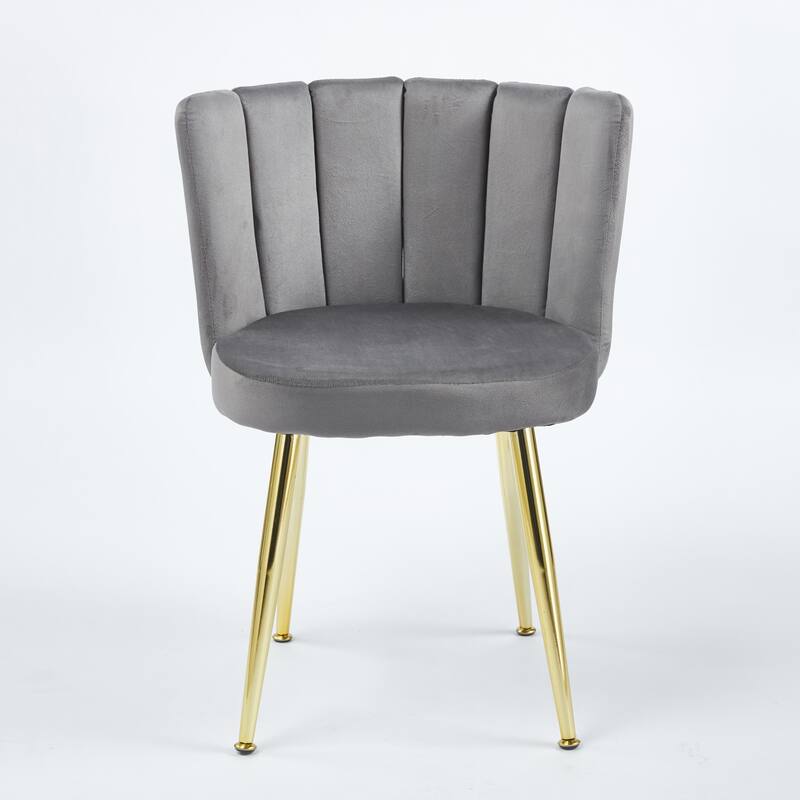 Modern Velvet Dining Chair Set of 2, with Iron Tube Golden Legs and Comfortable Backrest