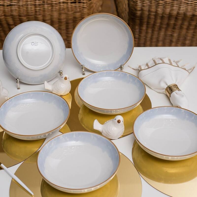 Manhattan Comfort Coup 12 Large Dinner 8.46" Soup Bowls - Blue and Yellow