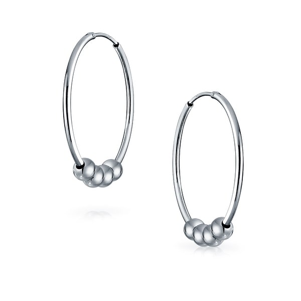 Bali Ball Hoop Simple .925 Sterling Silver Oxidized Earrings
