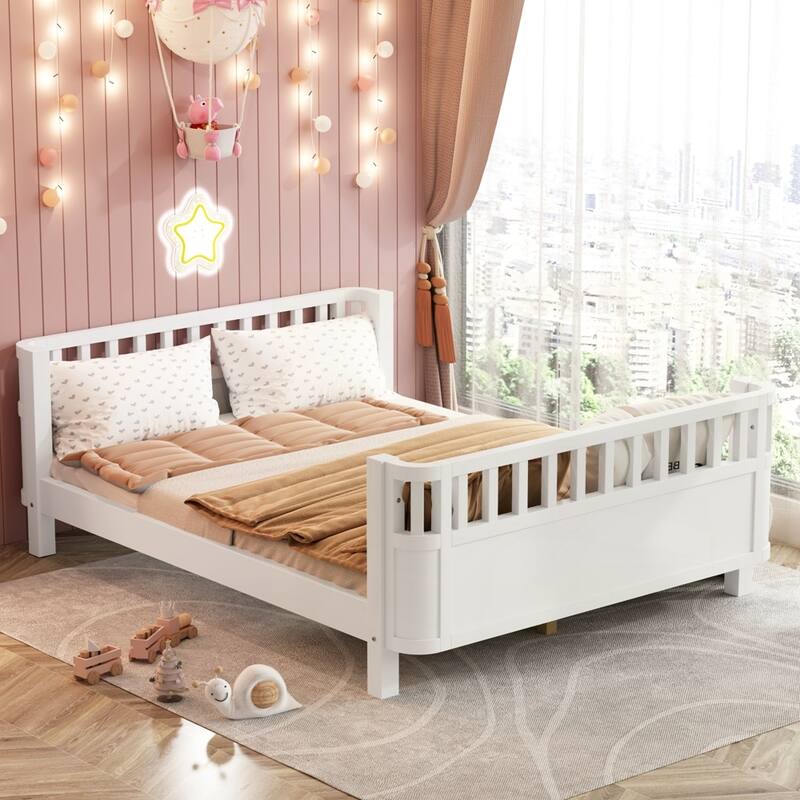 Wood Low Profile Bed with Rails