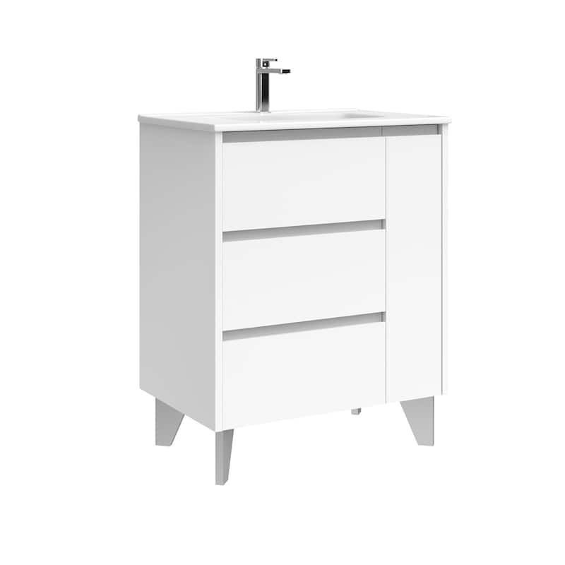 WS Bath Collections Lila C70 Lila 28" Free Standing Single Basin - Glossy White - Painted