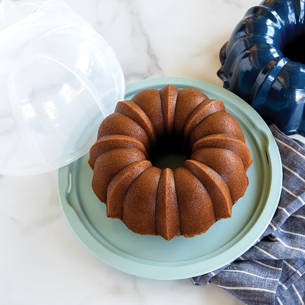 Nordic Ware Bundt Pan with Translucent Cake Keeper, Sea Glass and Navy On Sale Bed Bath
