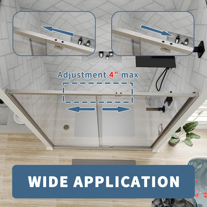 56-60" Bathtub Pivot Shower Screen Door - 60''x 71''