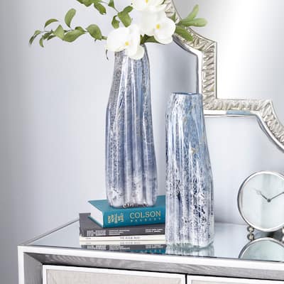 The Novogratz Blue Glass Handmade Blown Decorative Vase (Set of 2)