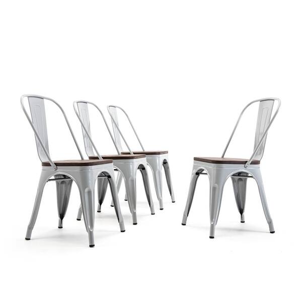 Metal Dining Side Chairs Set of 4 Glossy Stackable Modern Dining Room Set Stools