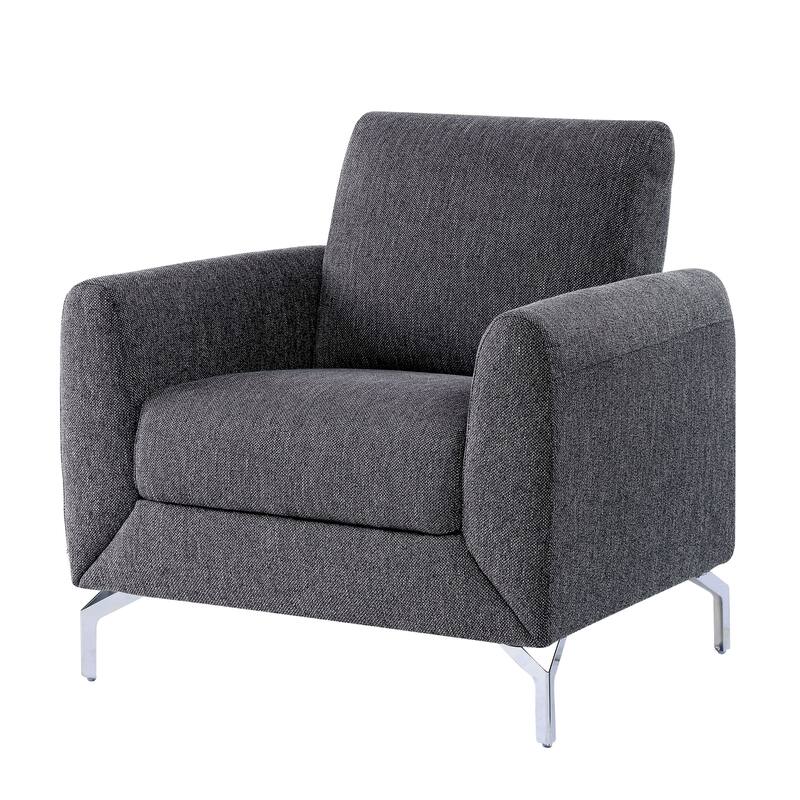 Kopitseva Contemporary Grey Fabric Padded Chair by Strick & Bolton