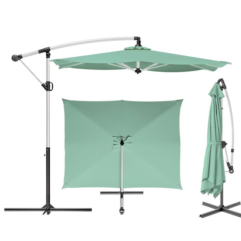 COSIEST 9 x 11.5 ft Cantilever Hanging Outdoor Umbrella w/360-degree Rotation