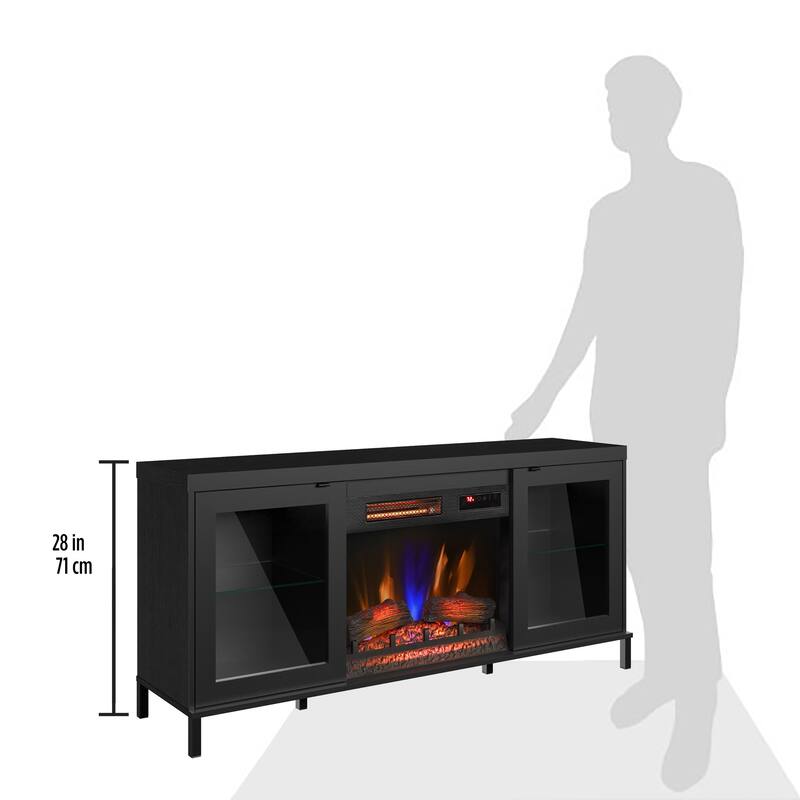 duraflame® Electric Fireplace TV Stand with Modern LED Lights and Storage, Black