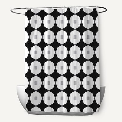 Button Up Geometric Print Shower Curtain