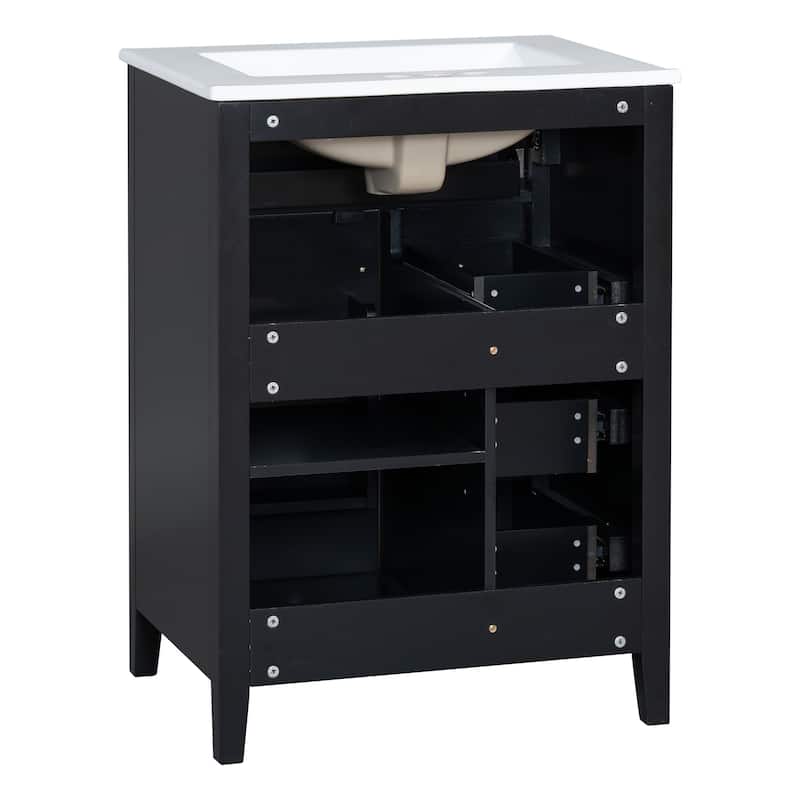 24" Bathroom Vanity with Sink Set Bathroom Storage Cabinet with 3 Drawers and Adjustable Shelves