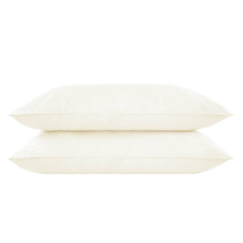 100% French Linen Pillowcase Set by BOKSER HOME - Standard - Cream